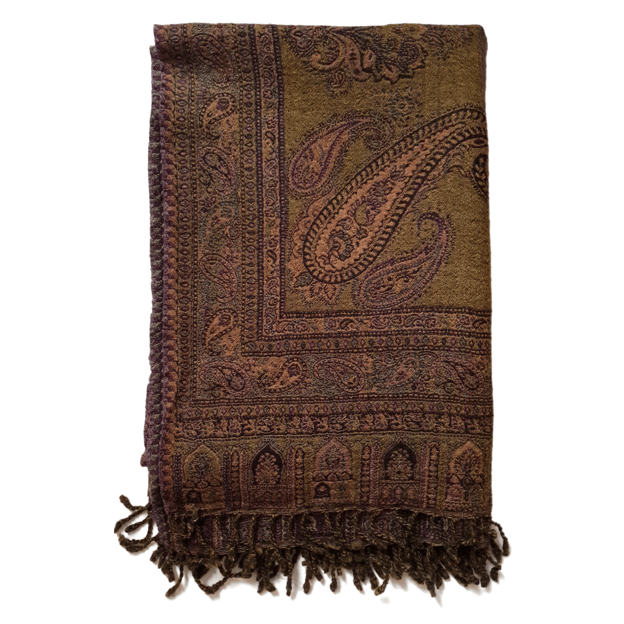 Henna ferns patterned throw blanket by Bombaybirds, soft and cozy living room accessory with green fern designs.