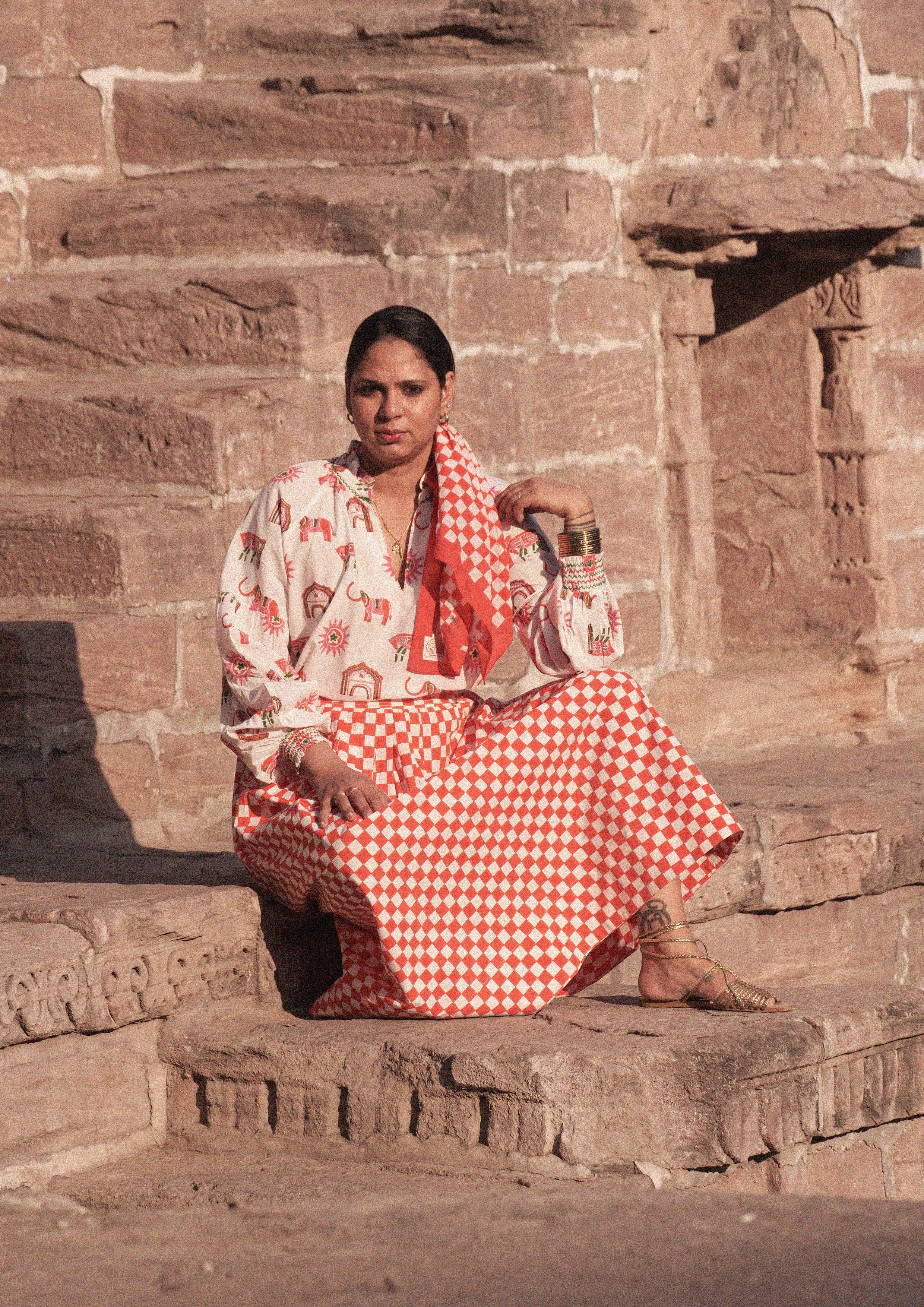 Blossom Jaipur mix Mahal blouse by The Raw India, featuring vibrant floral patterns and traditional top design.
