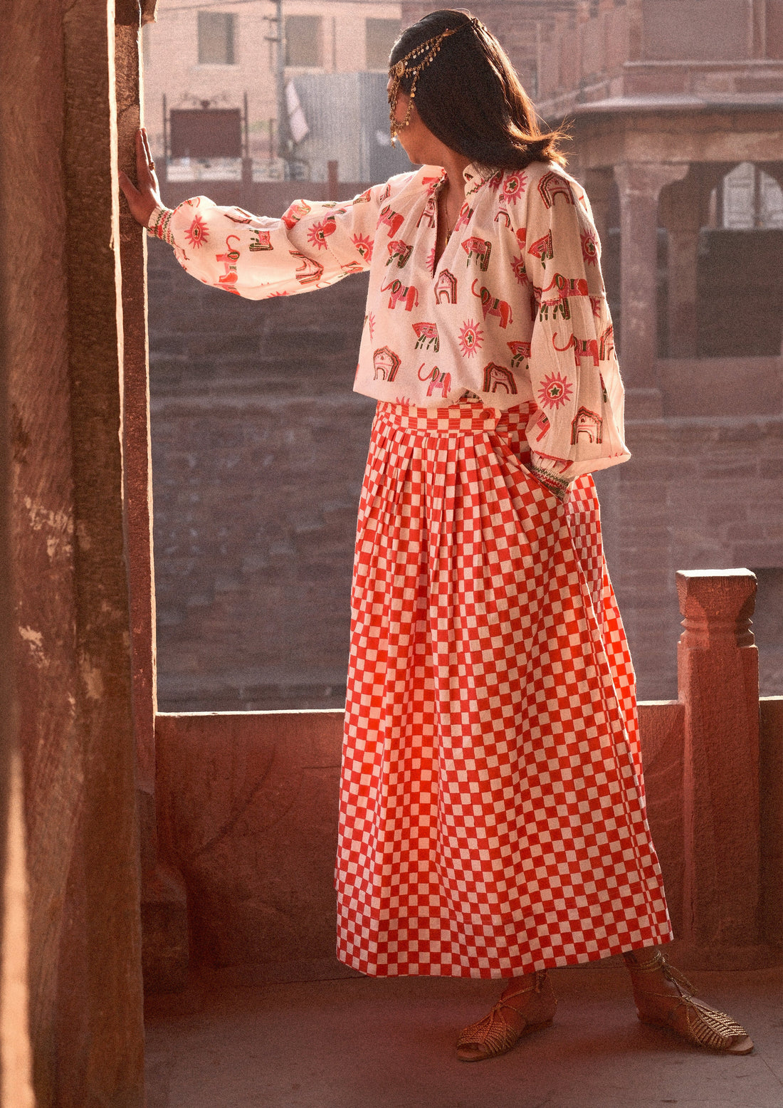 BAWARI SKIRT RED CHECKS