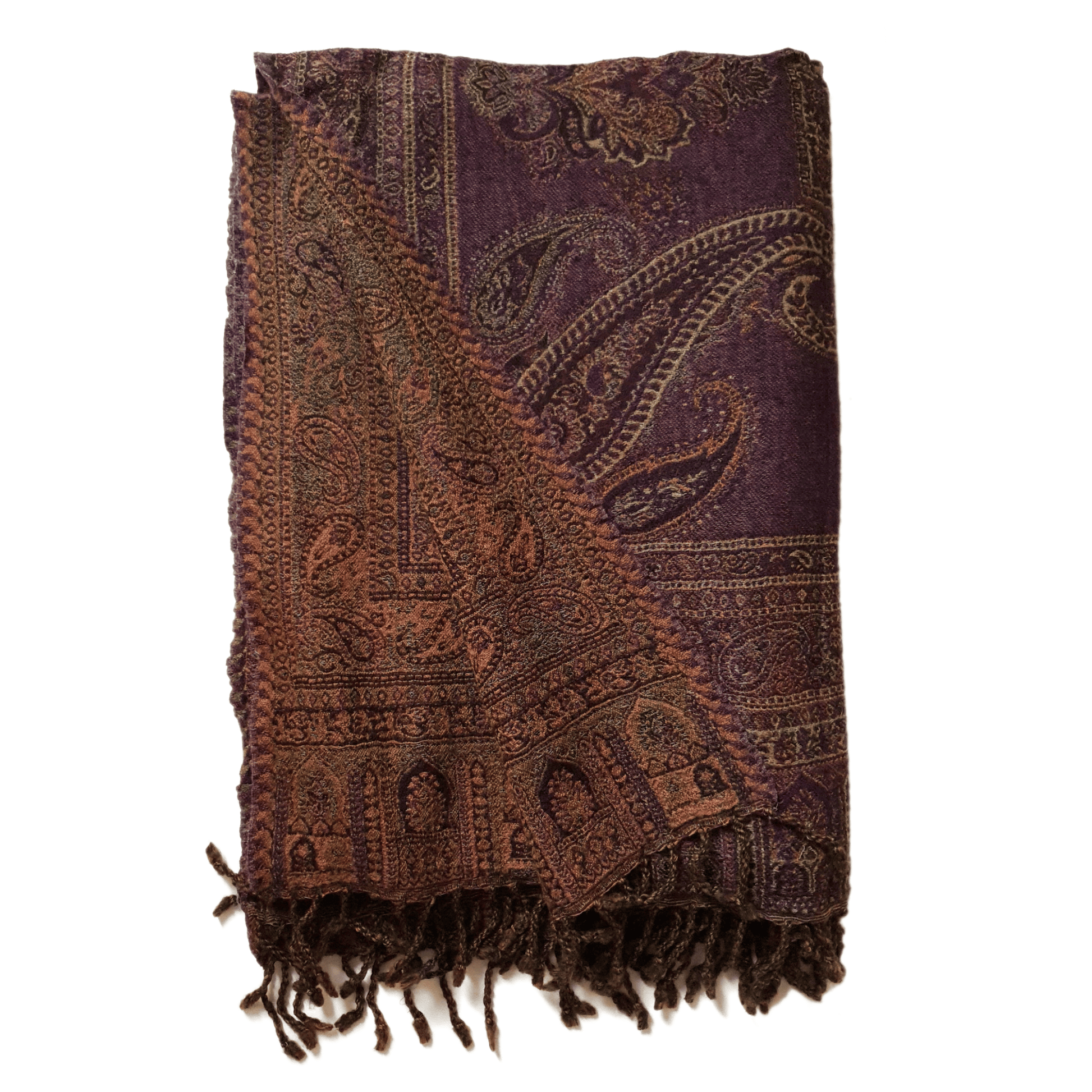Bombaybirds Henna Ferns throw blanket with a botanical leaf pattern in earthy tones, cozy and stylish for living room decor.