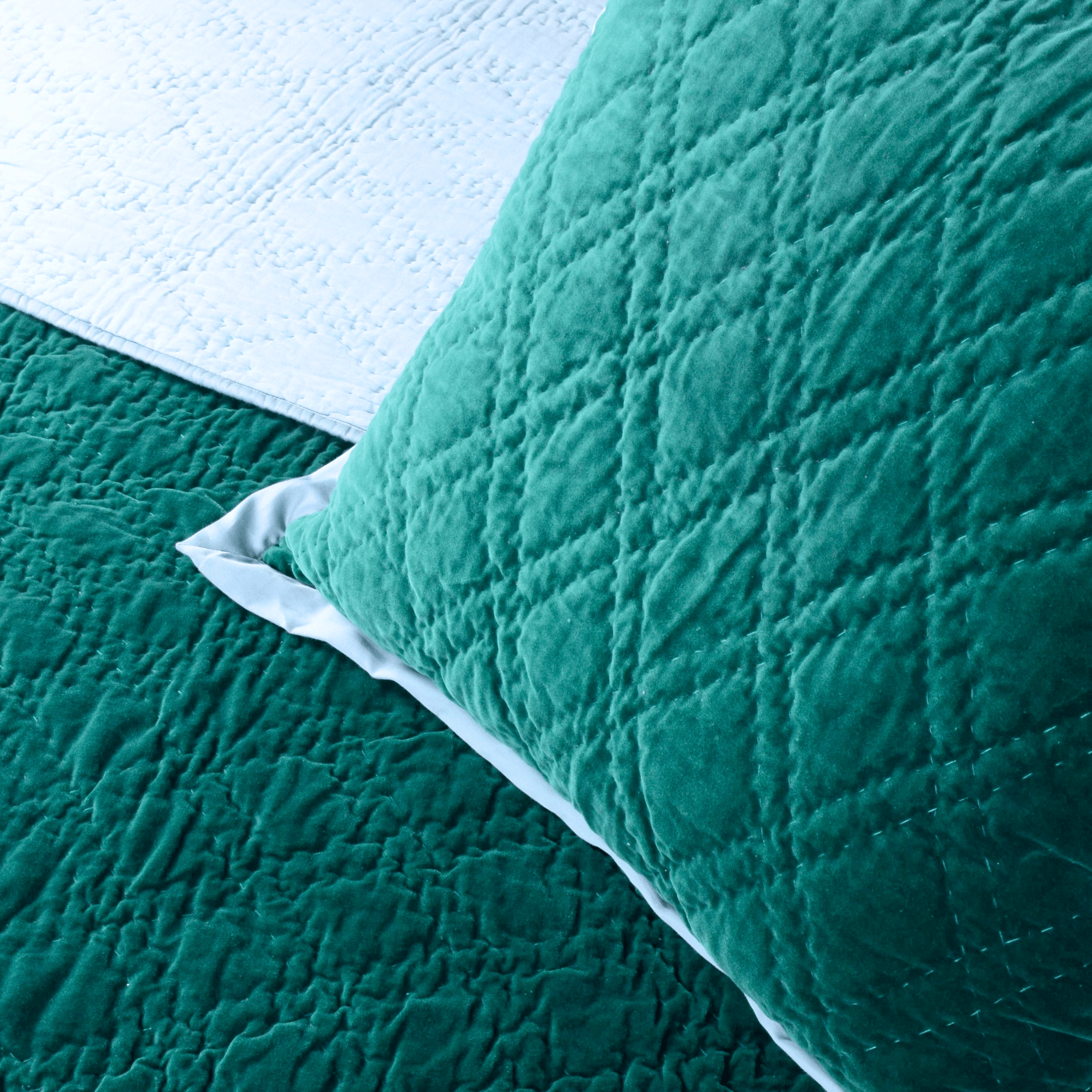 Emerald celeste velvet pillowcase from Bombaybirds, soft textured living room decorative cushion with elegant color and plush fabric