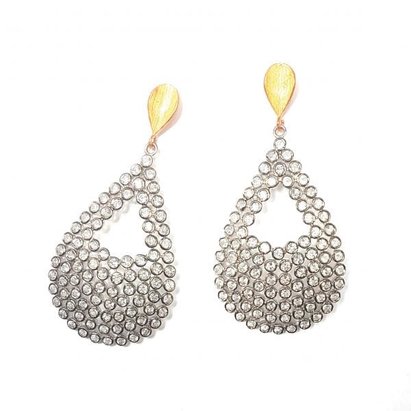 Ofelia earrings by Bombaybirds featuring elegant dangle design with intricate metalwork on a white background