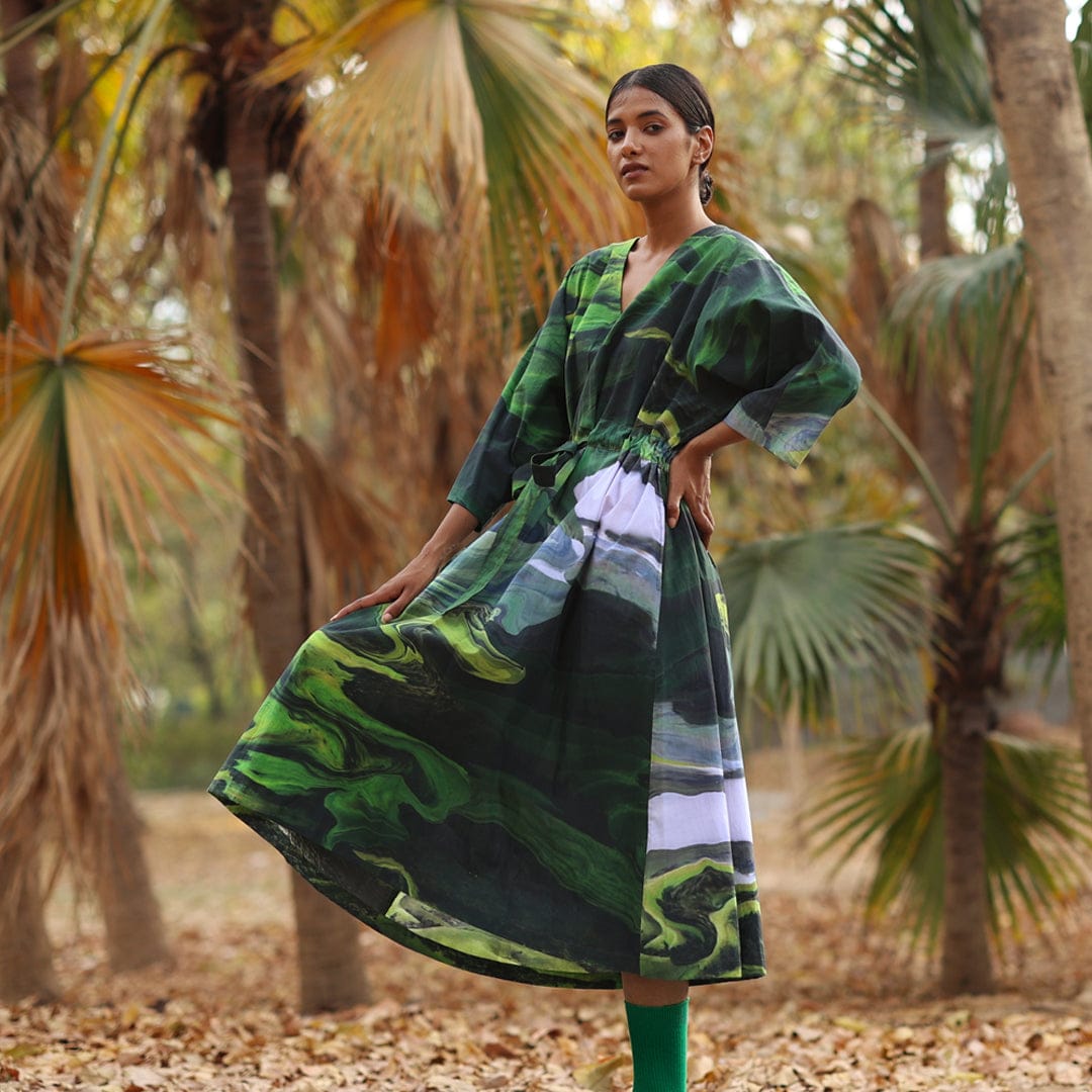 Doodlage Doris green dress from the Dresses & Tunics collection, featuring a stylish, flowing fabric and elegant design.