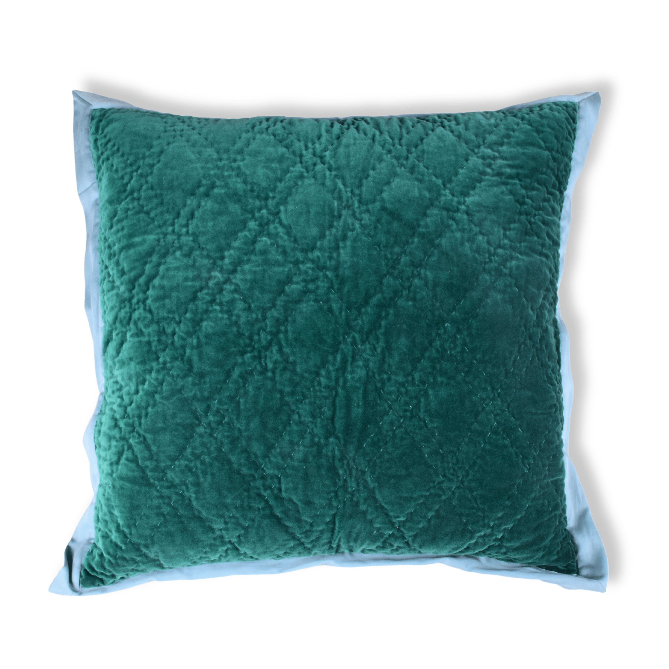 Emerald celeste velvet pillowcase by Bombaybirds, soft textured living room decor with luxurious velvet fabric.