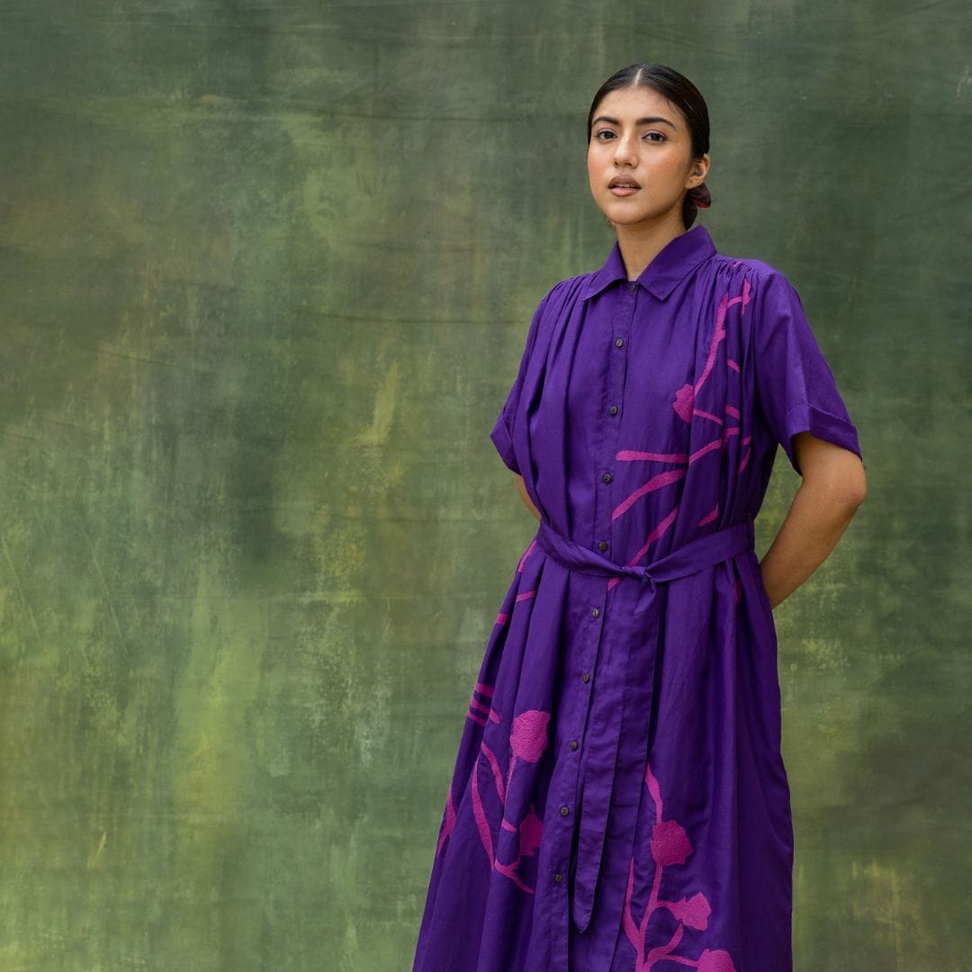 Doodlage Zora embroidered dress with intricate floral embroidery, lightweight fabric, and a flowing silhouette.