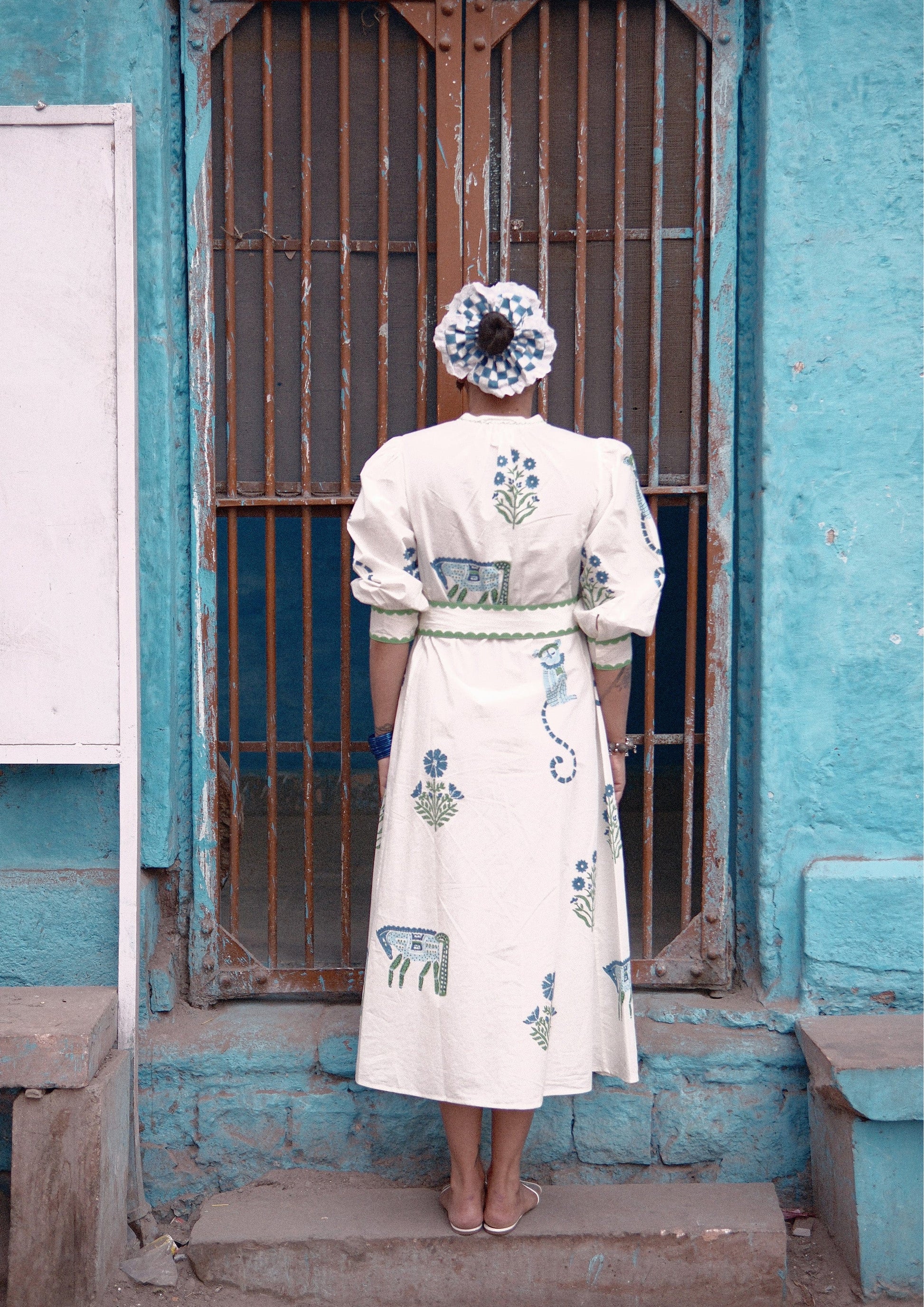 Chaupad shirt dress by The Raw India in Jodhpur mix print featuring a relaxed fit and casual style, perfect for everyday wear.