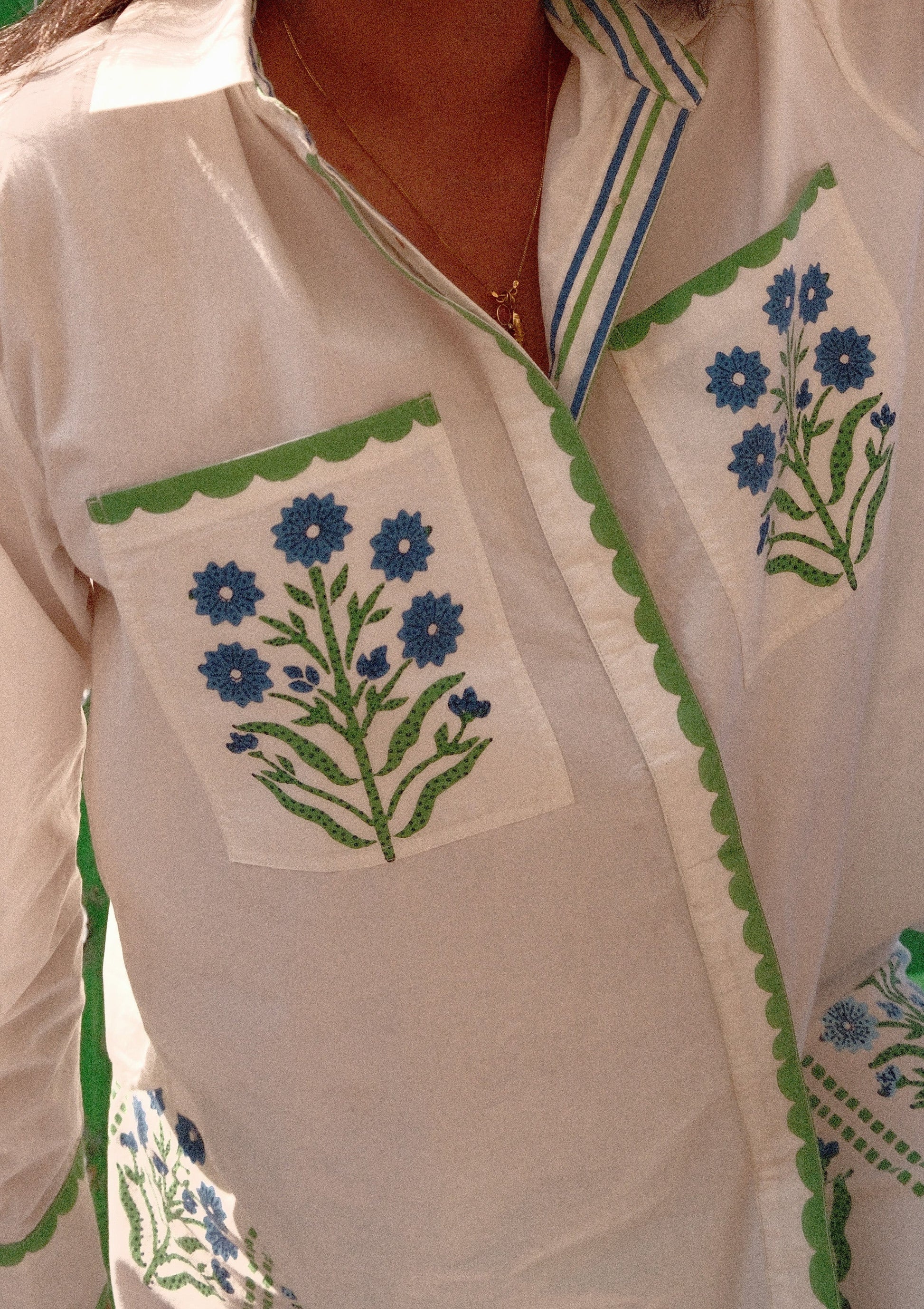 The Raw India Umaid shirt jodhpur buta, men's traditional shirt with intricate buta embroidery and a classic collar design.