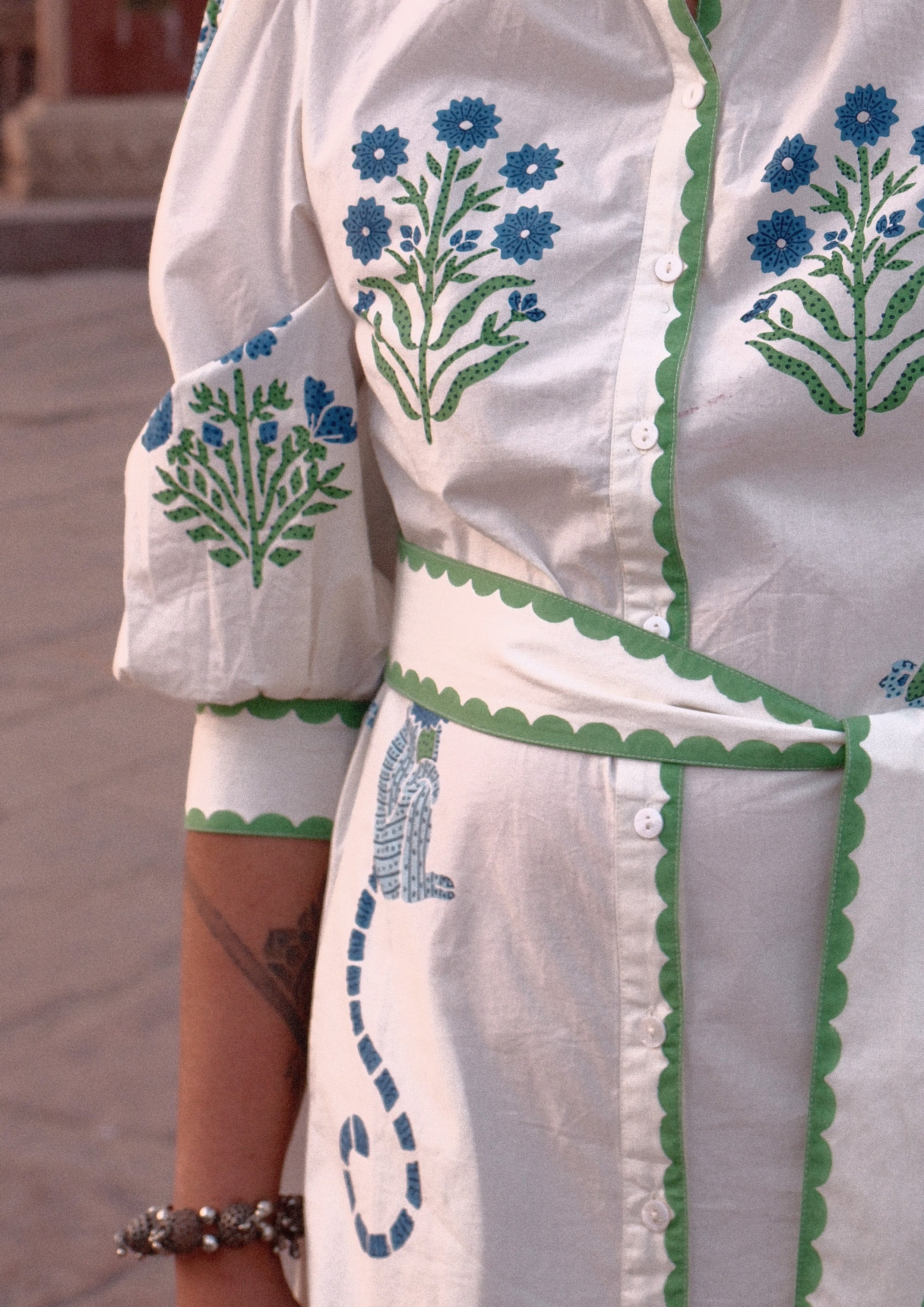 Chaupad shirt dress in Jodhpur mix print by The Raw India, featuring a stylish, lightweight dress with vibrant traditional patterns.