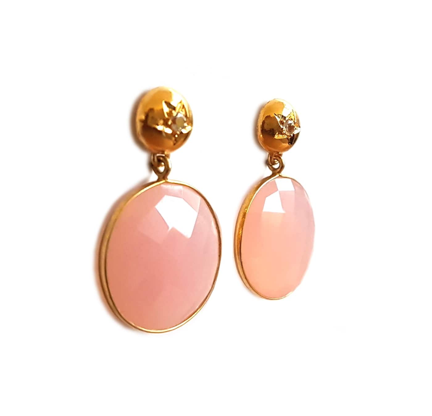 Pink disk drop earrings by Bombaybirds, featuring modern design and lightweight gold-tone hooks.