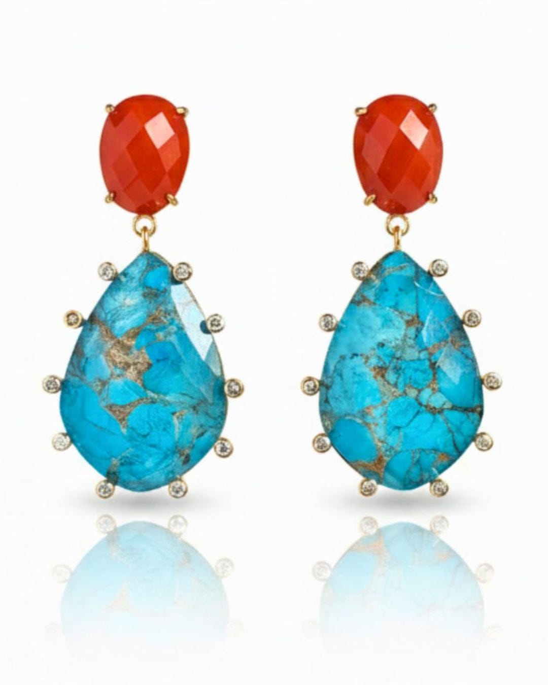 Turquoise earrings by Bombaybirds featuring vibrant, handcrafted Amari earrings with intricate design and silver accents.
