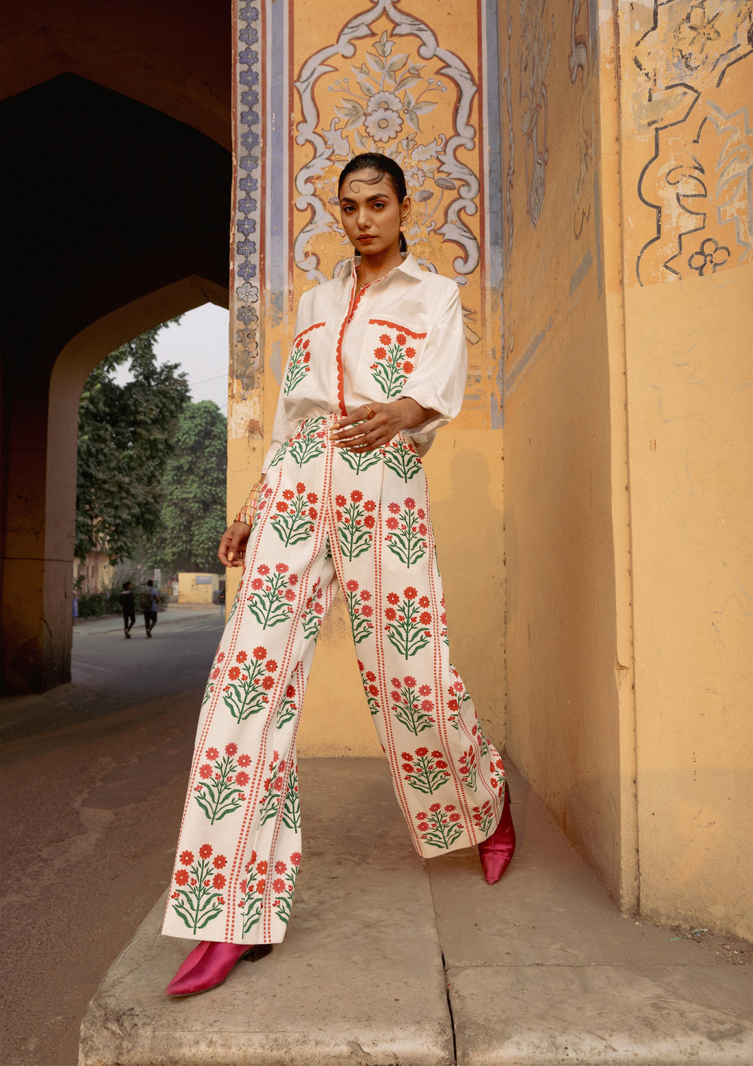 AMER PANTS BLOSSOM BUTA STRIPE