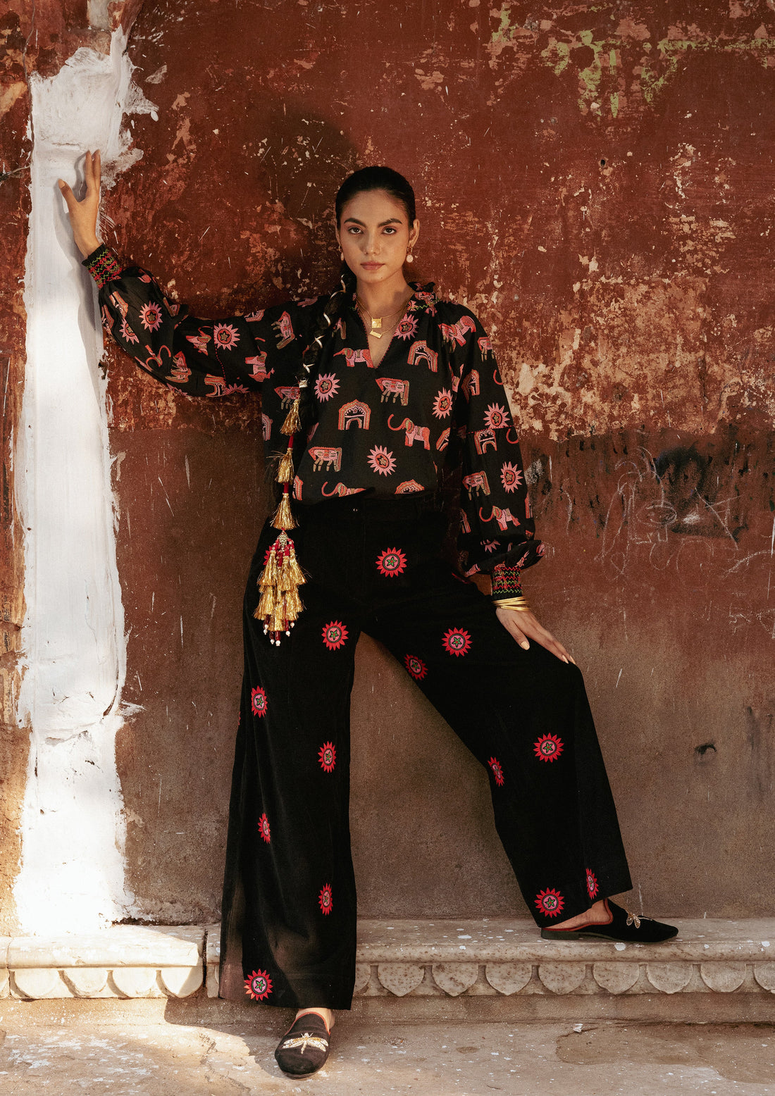 AMER PANTS SUN EMBROIDERY