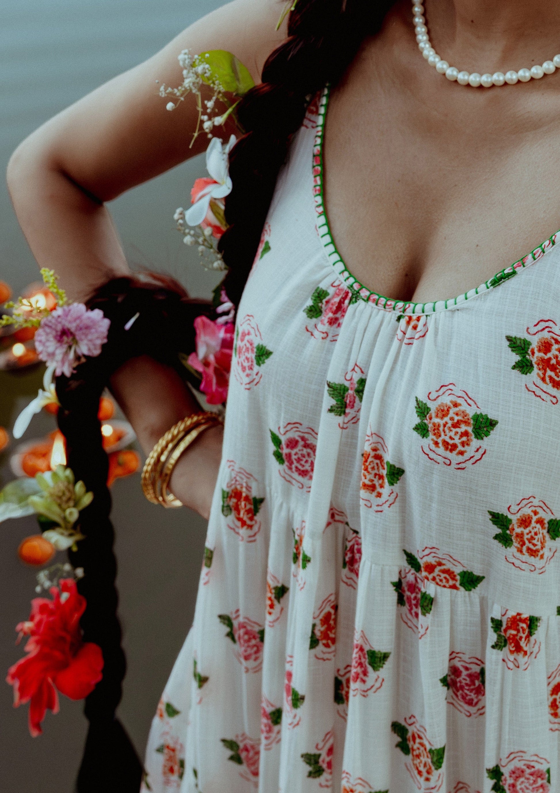 Marigold Begum Dress by The Raw India featuring intricate embroidery and flowing fabric, perfect for elegant occasions.