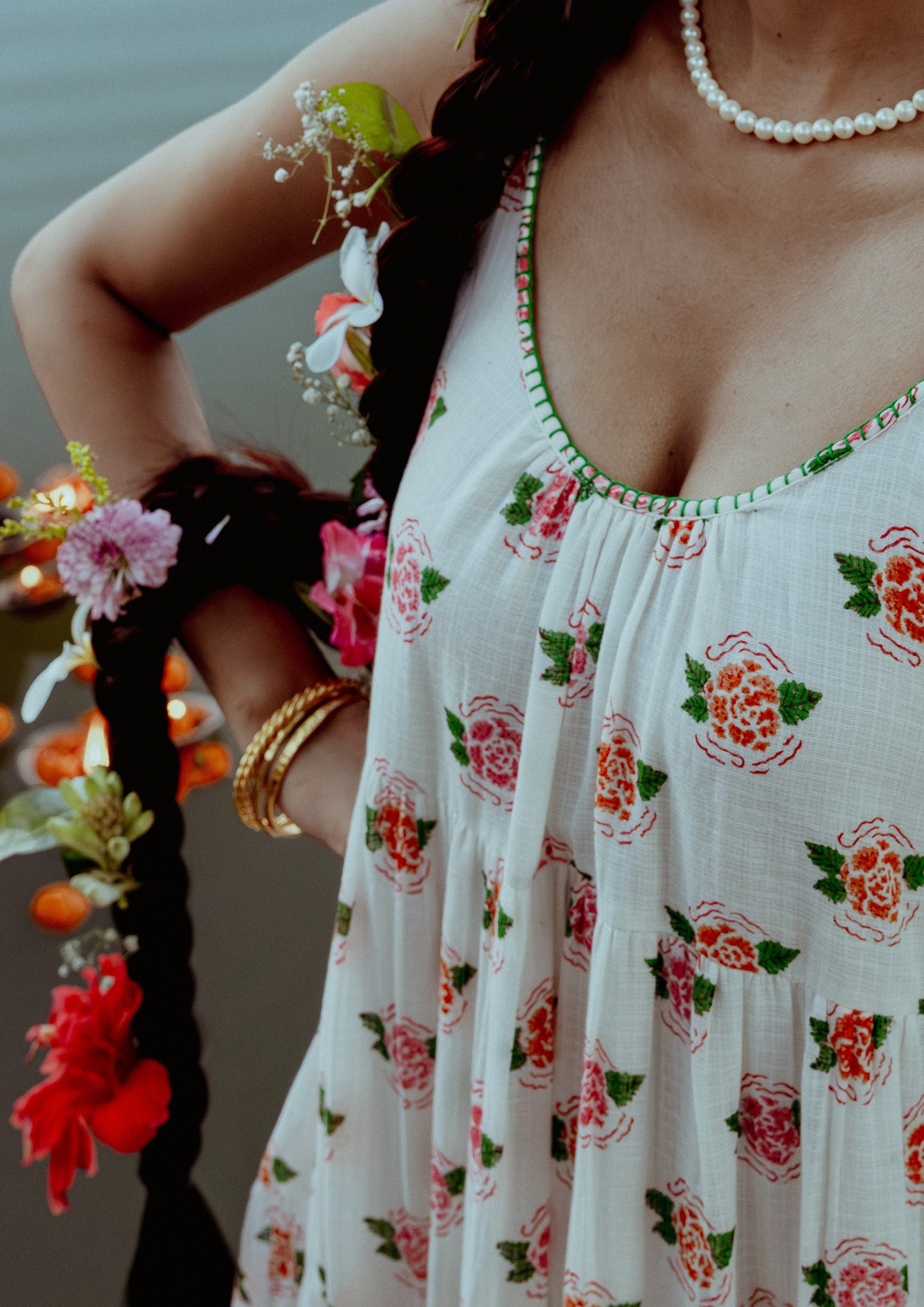 Marigold Begum Dress by The Raw India featuring intricate embroidery and flowing fabric, perfect for elegant occasions.