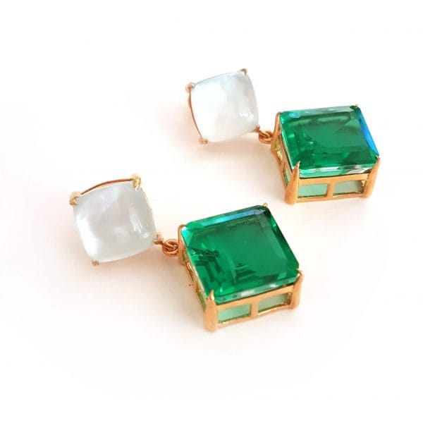 Bombaybirds cube earrings featuring sleek geometric design in silver, close-up of stylish jewelry accessory.