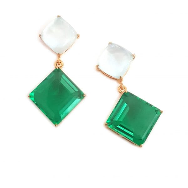 Bombaybirds cube earrings featuring sleek geometric design with shiny metal finish, perfect for stylish accessories.