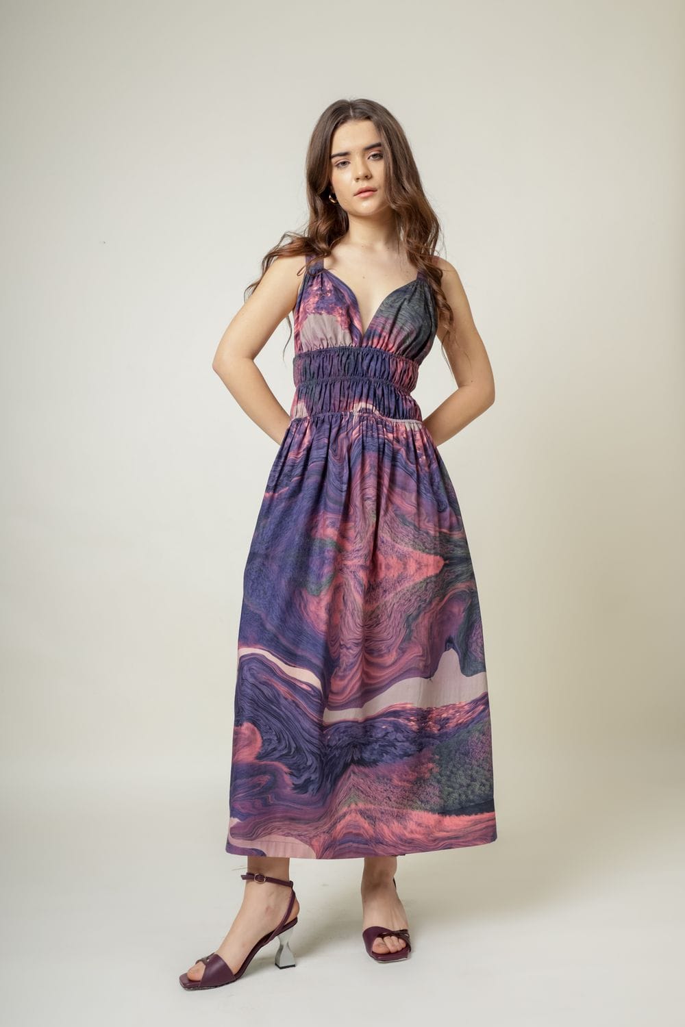 Doodlage August printed dress from Dresses and Tunics collection, featuring a colorful floral pattern and relaxed fit.