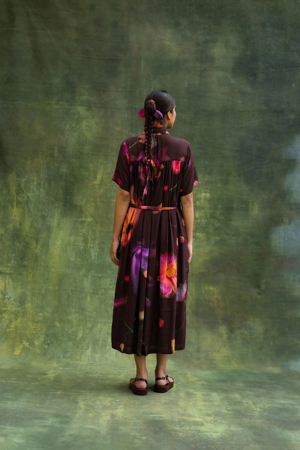 Doodlage Zora brown dress with a relaxed fit, featuring textured fabric and a stylish, casual design suitable for everyday wear.