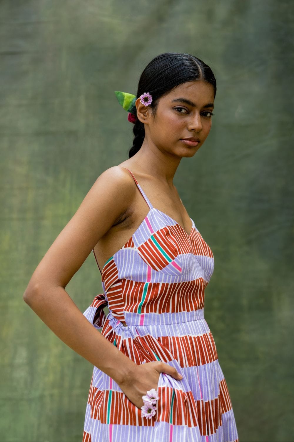 Mary striped dress by Doodlage, featuring a stylish design with colorful vertical stripes and a comfortable fit.