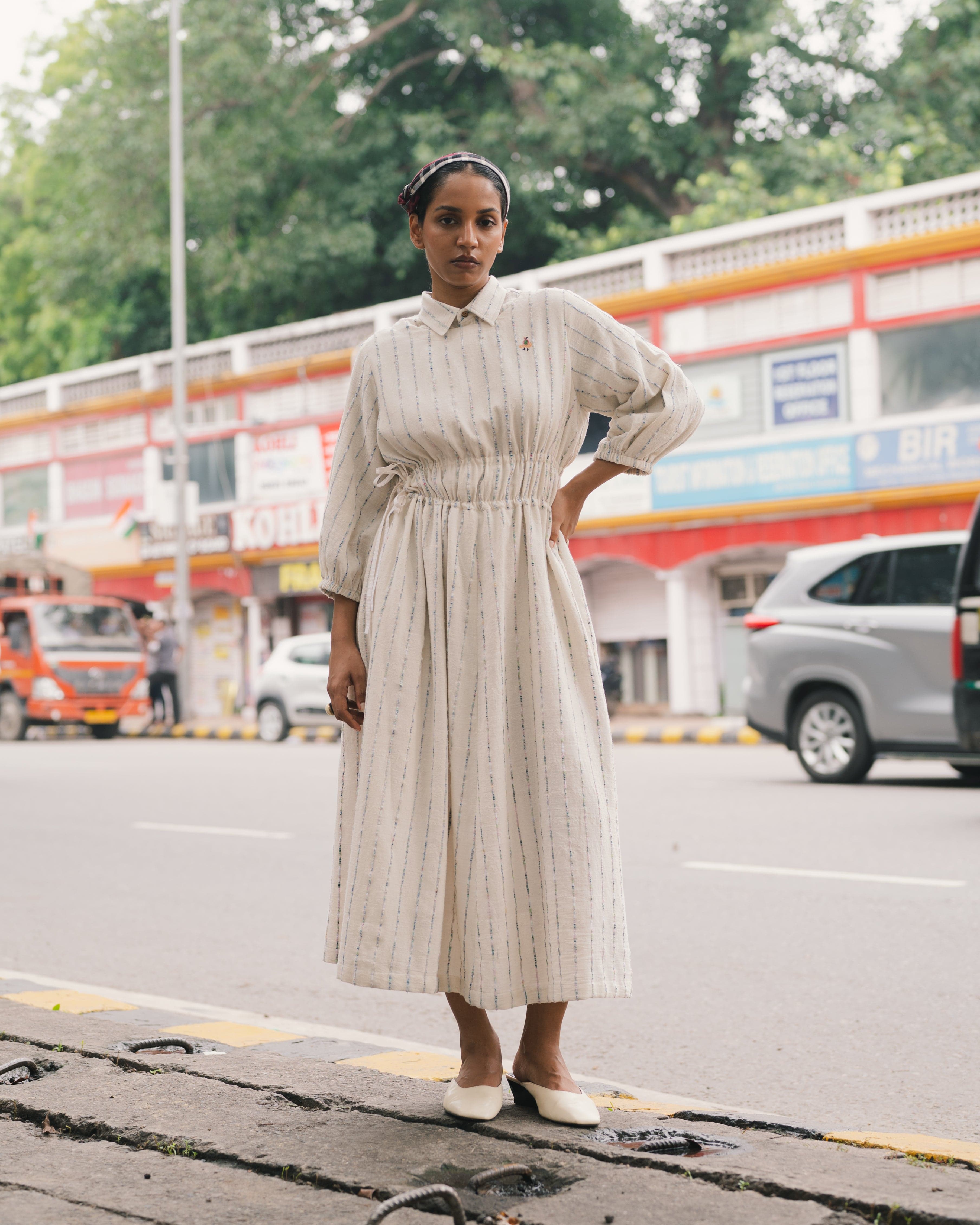 Doodlage Catherine oversized dress in soft fabric, featuring a relaxed fit, long sleeves, and casual style, displayed on a hanger.