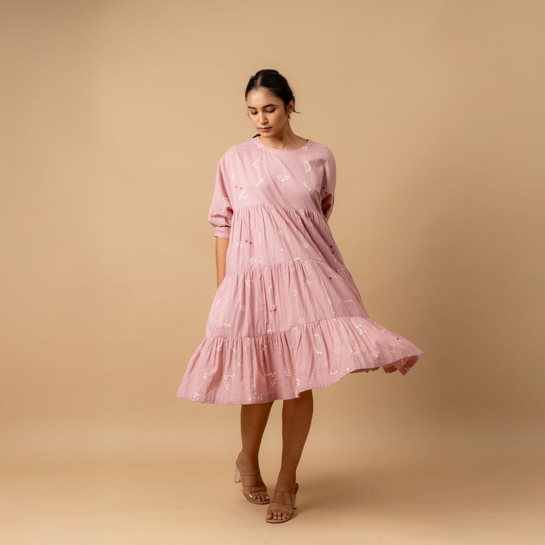 Doodlage Adele one size dress in soft fabric, featuring a relaxed fit with subtle detailing and a stylish, versatile design.