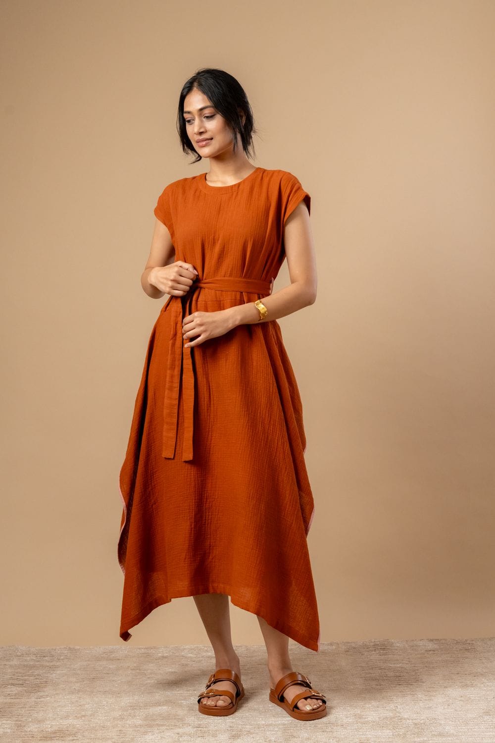 Doodlage Bessie knot dress in soft fabric with a stylish knot detail, shown in a full-length view on a white background.