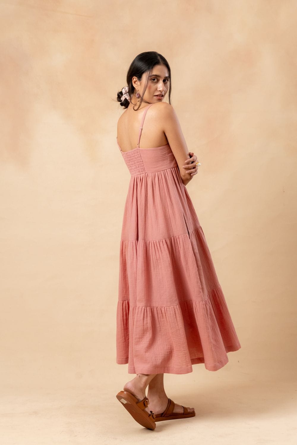 Doodlage Cloudberry Kiss Dress in soft fabric with floral pattern, featuring a flowing silhouette and elegant design.