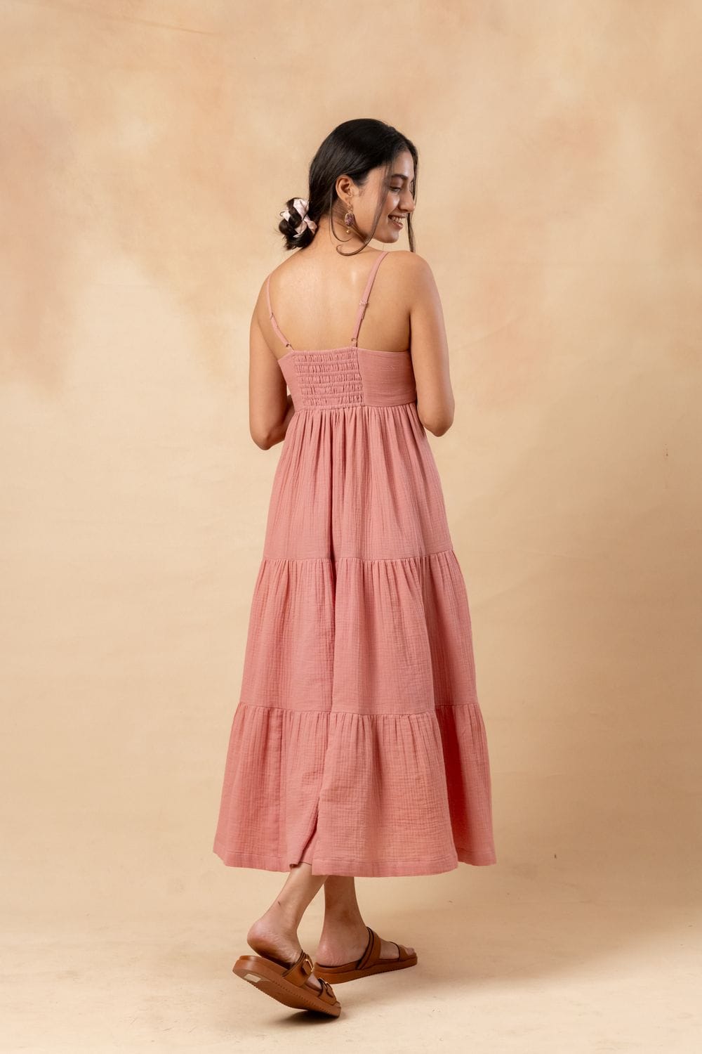 Doodlage Cloudberry Kiss dress, lightweight fabric with floral print, featuring a fitted bodice and flowing skirt, front view.