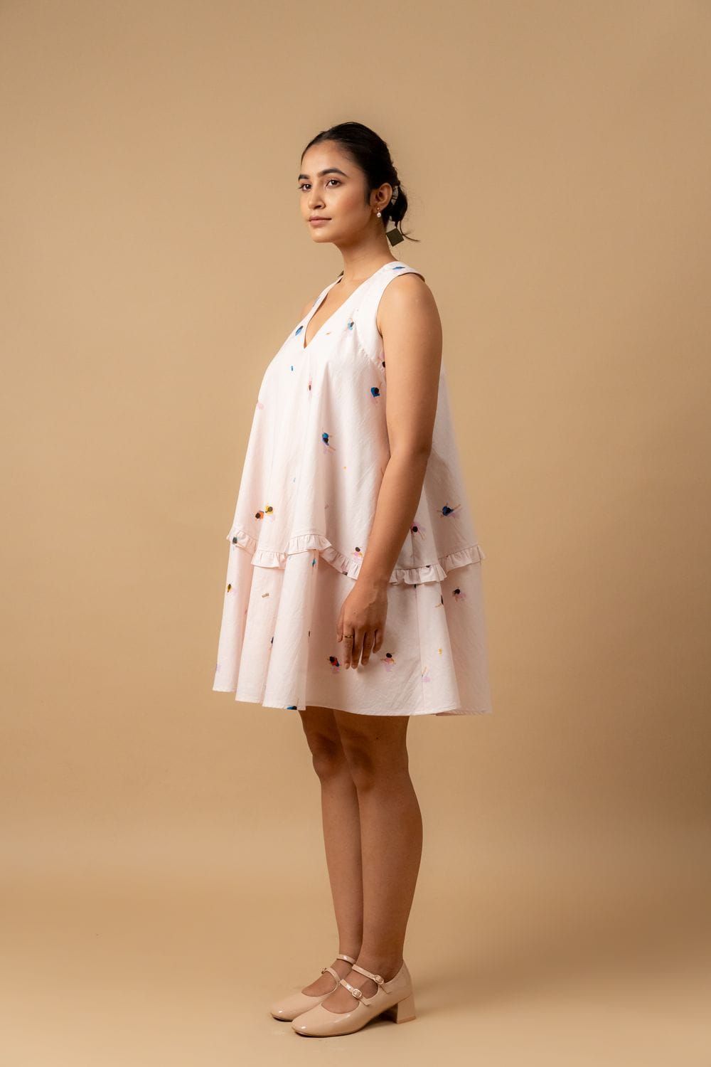 Doodlage Daisy Daze printed dress with floral pattern, sleeveless design, and lightweight fabric, perfect for casual wear.