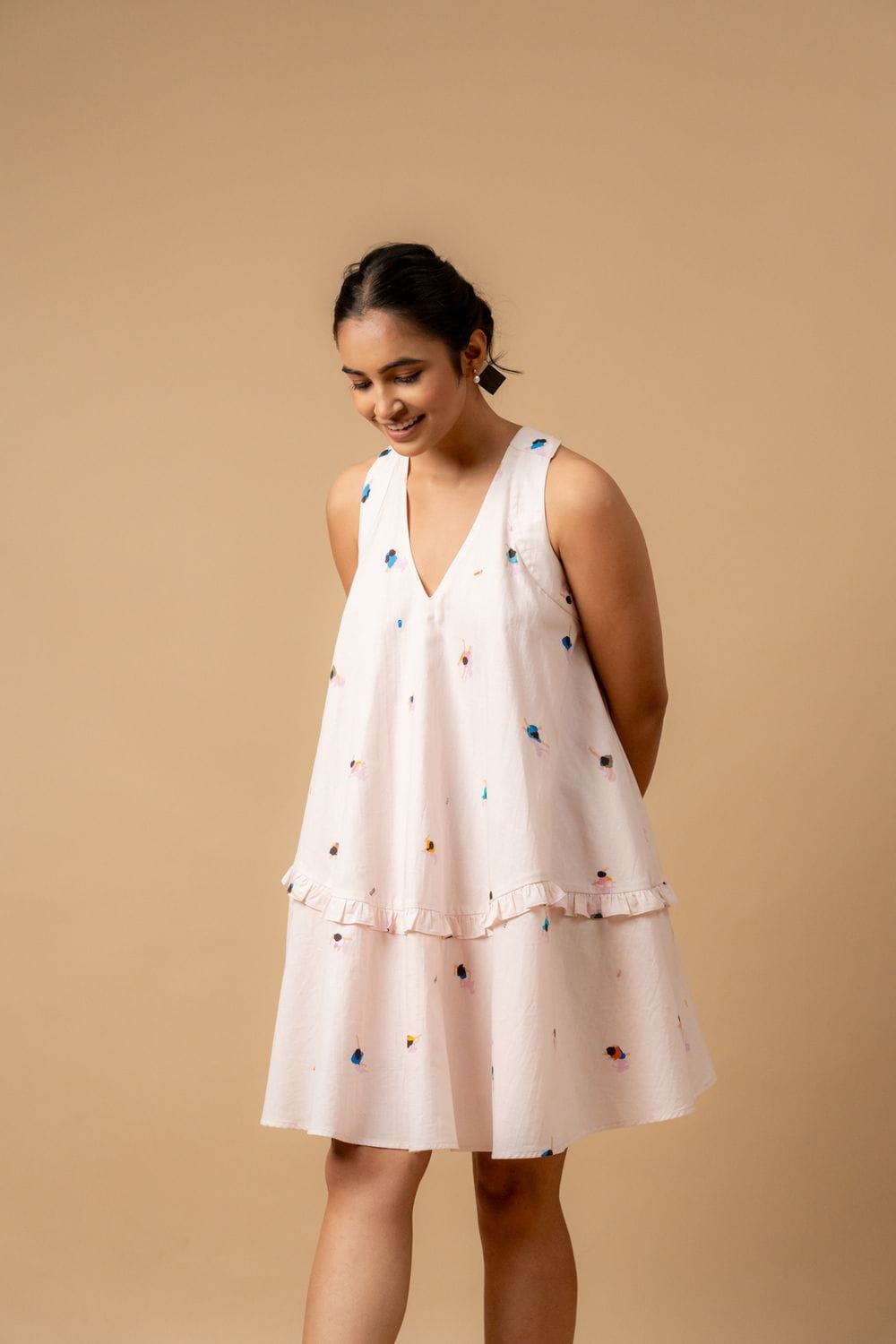 Doodlage Daisy Daze printed dress featuring floral pattern, lightweight fabric, and casual fit, displayed on a hanger.