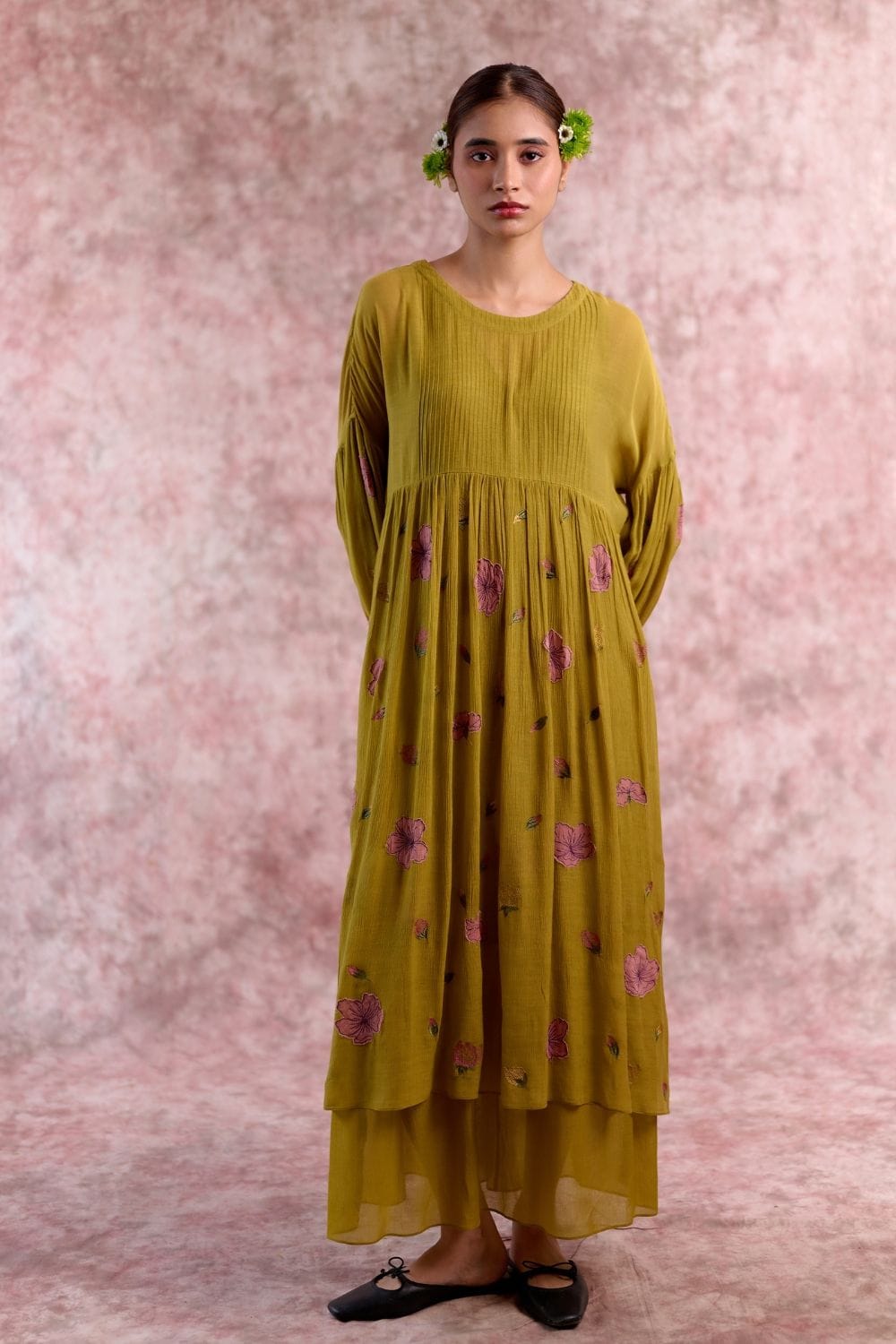Doodlage Vera embroidered dress with intricate floral embroidery, lightweight fabric, and a relaxed fit perfect for casual wear.