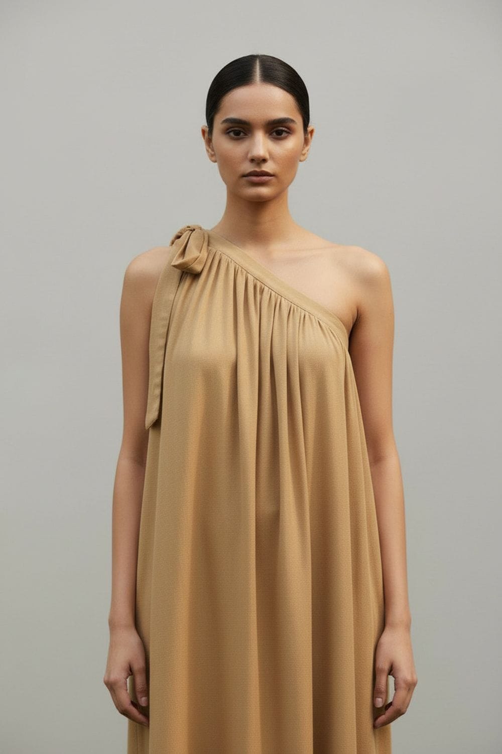 Doodlage Daryl sand dress with flowy fabric and stylish design, perfect for casual and summer wear.