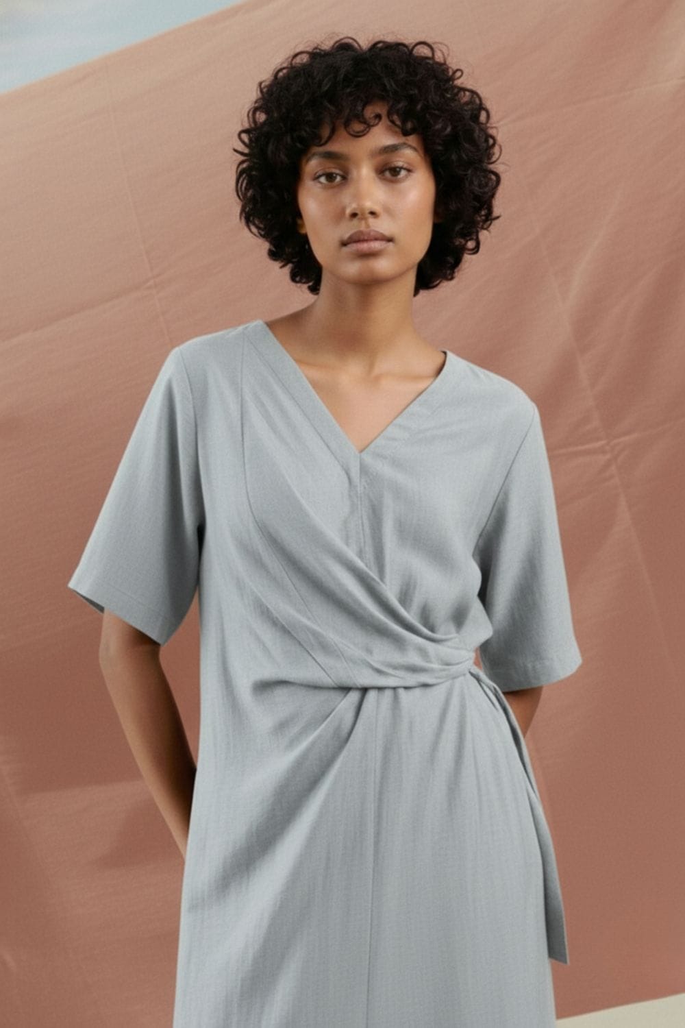 Doodlage Eden pale blue dress with a flowy silhouette and subtle detailing, perfect for casual or semi-formal wear.