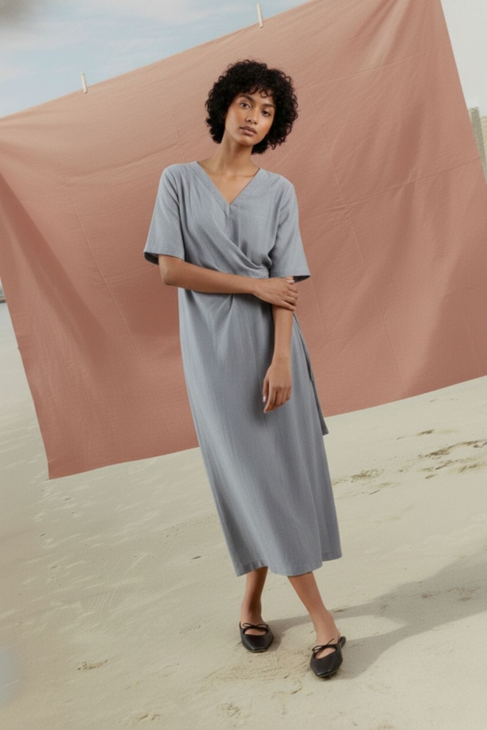 Doodlage Eden pale blue dress with a relaxed fit, featuring lightweight fabric and subtle design details, suitable for casual wear.