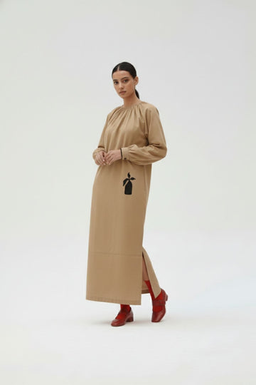 Astrid beige dress by Doodlage, lightweight fabric, sleeveless design, and relaxed fit, perfect for casual or summer wear.