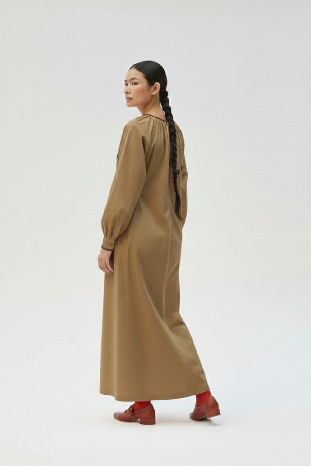 Astrid beige dress by Doodlage featuring a flowy silhouette, lightweight fabric, and subtle detailing perfect for casual or semi-formal wear.