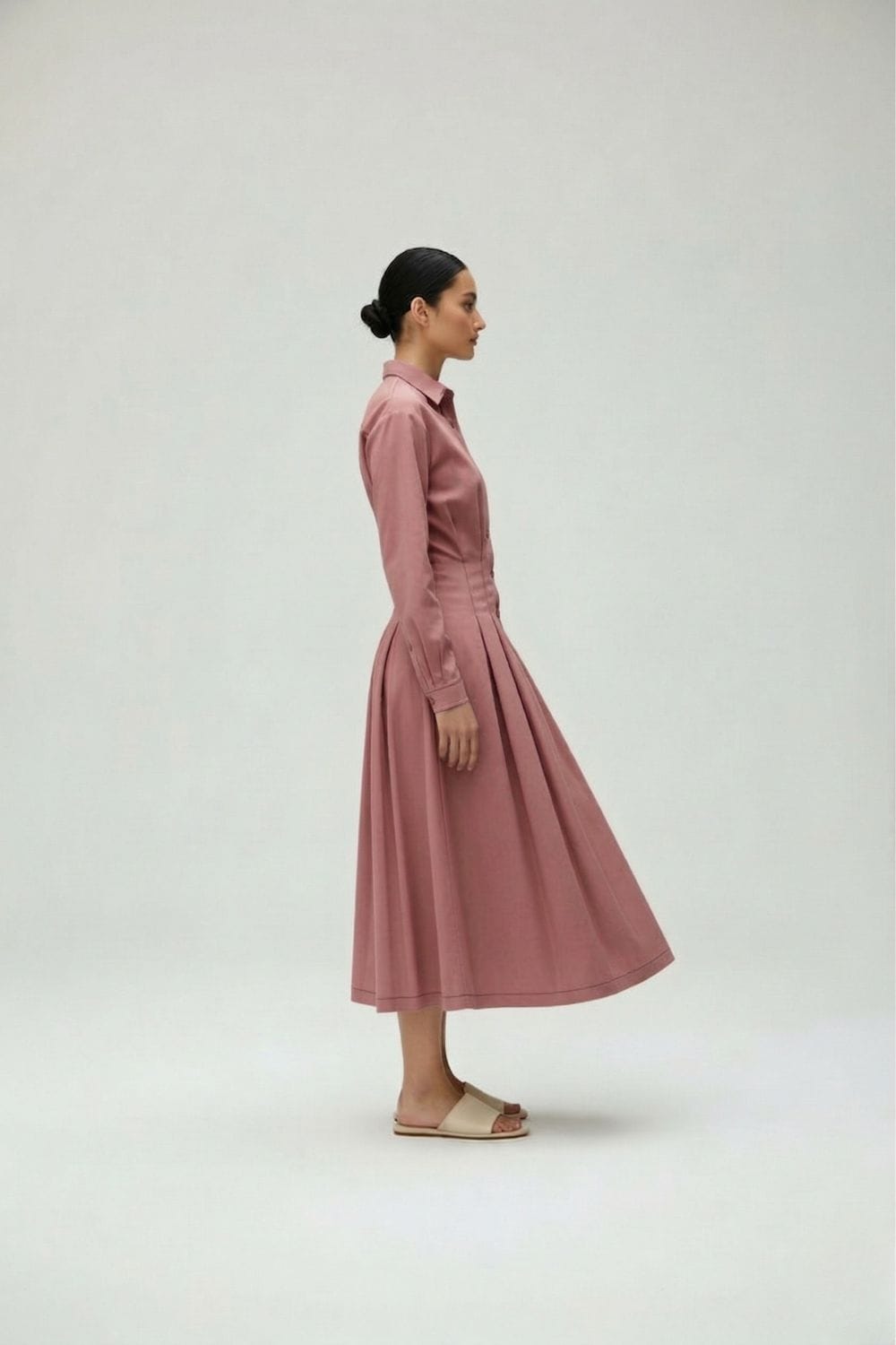 Doodlage Cecile pink dress with flowy fabric and floral pattern, sleeveless design, perfect for casual or semi-formal wear.