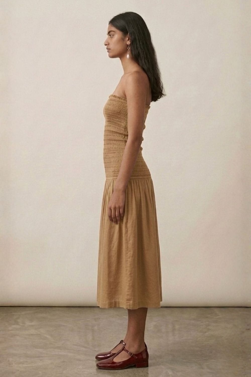 Cherry beige Doodlage dress with a relaxed fit, featuring a stylish design and comfortable fabric, perfect for casual wear.