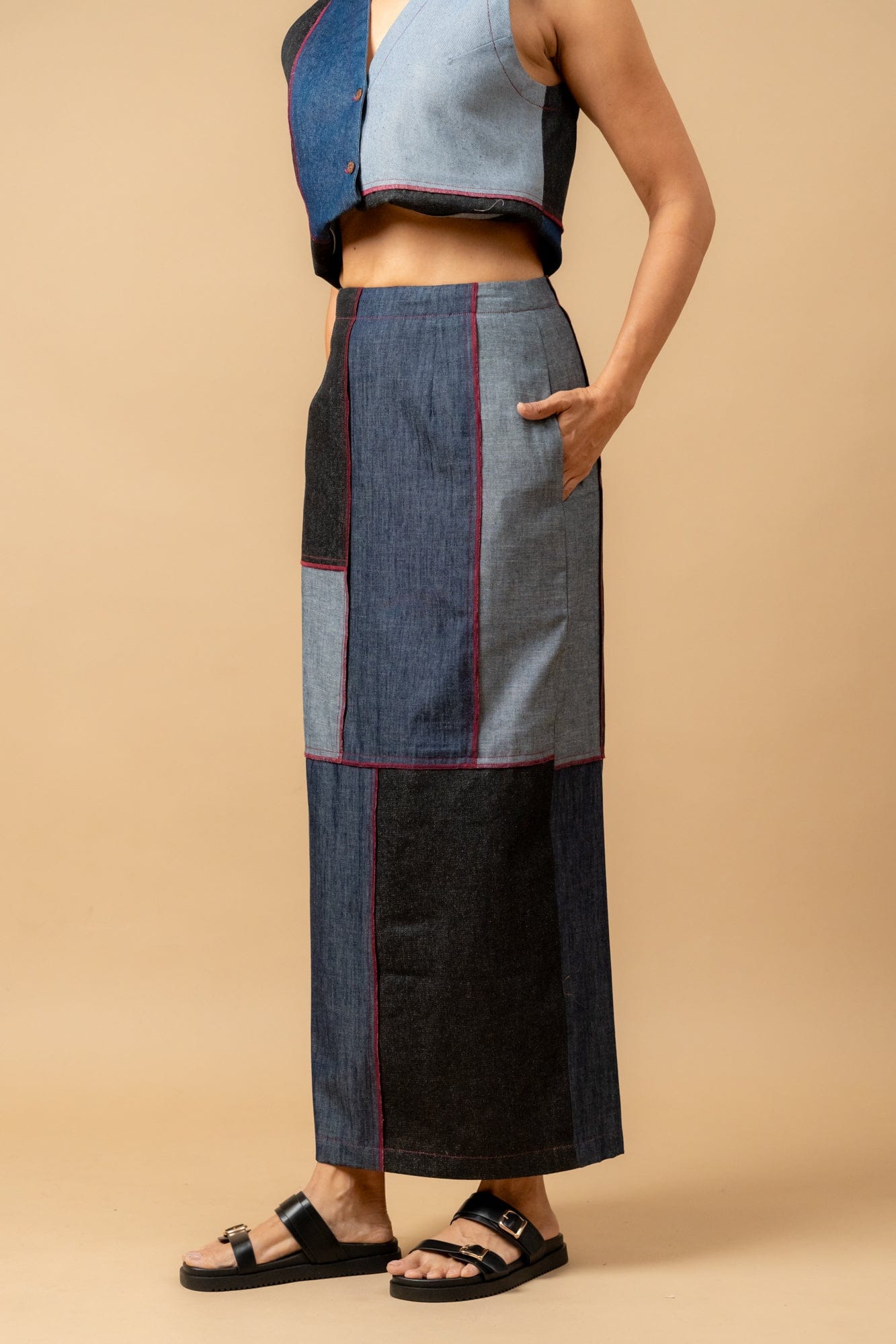 Doodlage Francis denim patch set featuring multiple denim patches with stitched edges on a neutral background.