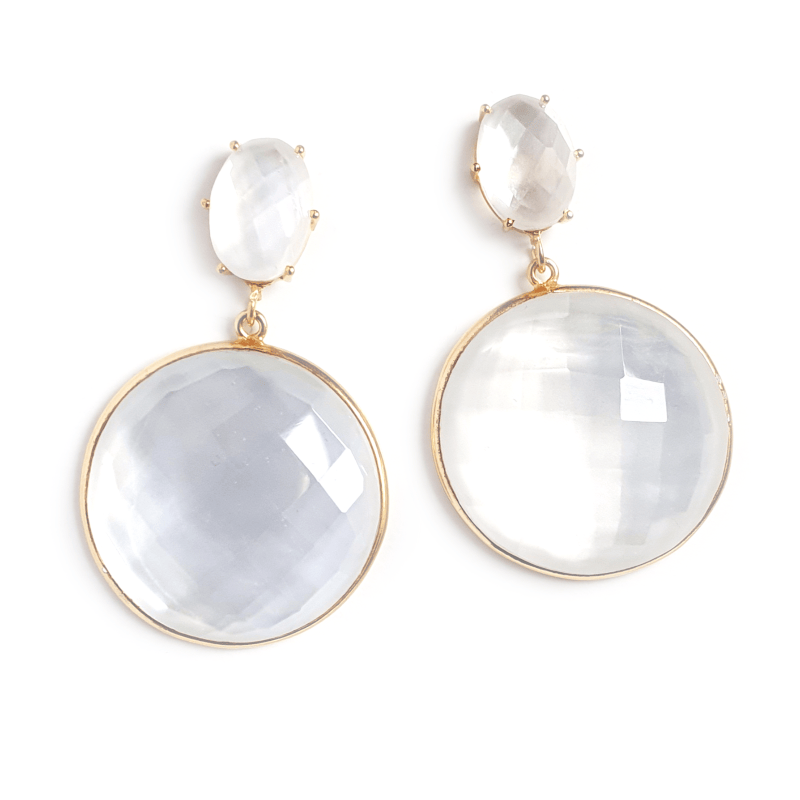 Bombaybirds Fina earrings featuring elegant gold-toned design with intricate detailing and dangling elements.
