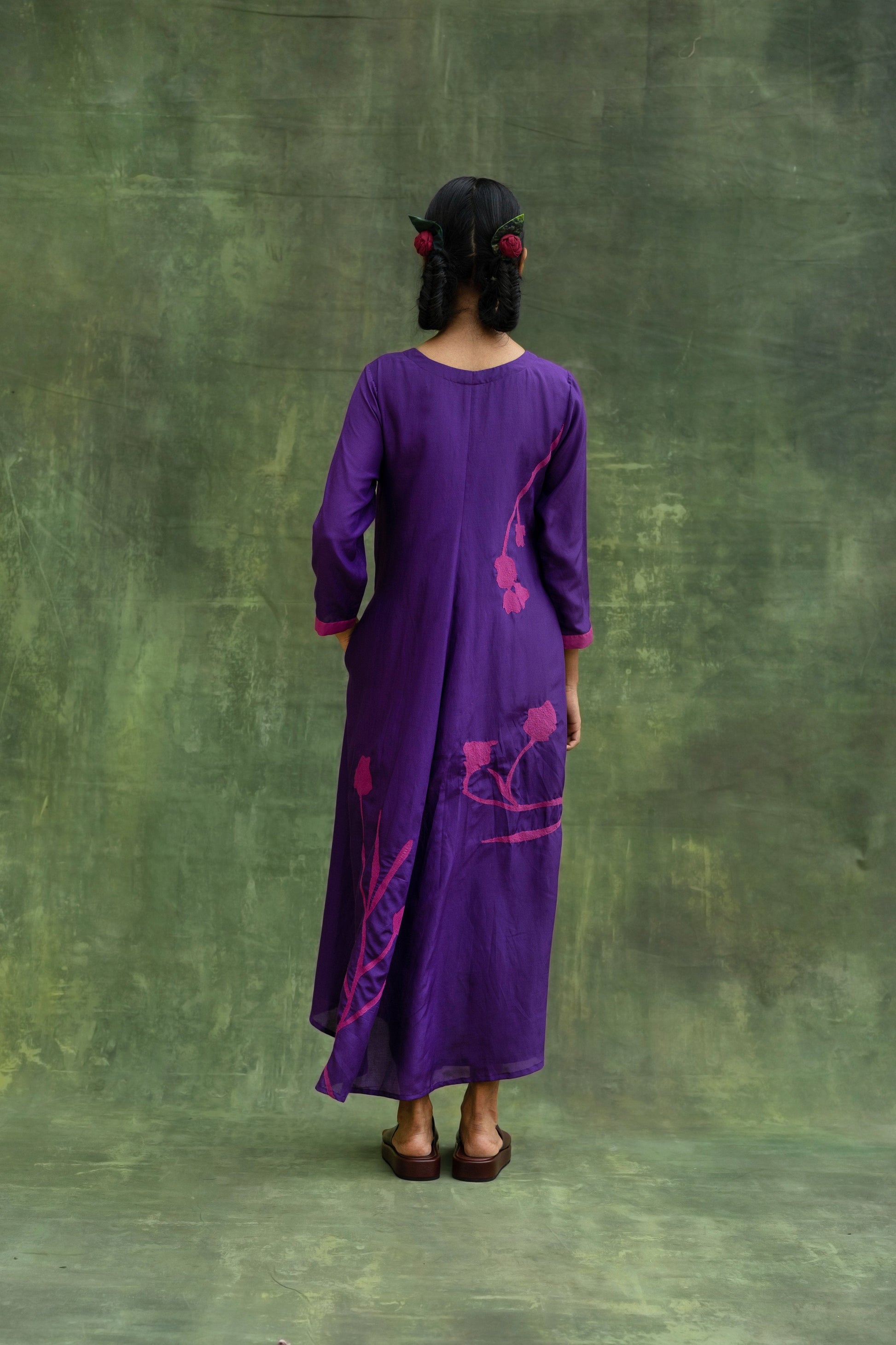 Doodlage Jill embroidered dress with intricate floral embroidery, long sleeves, and a flowing silhouette on a neutral background.