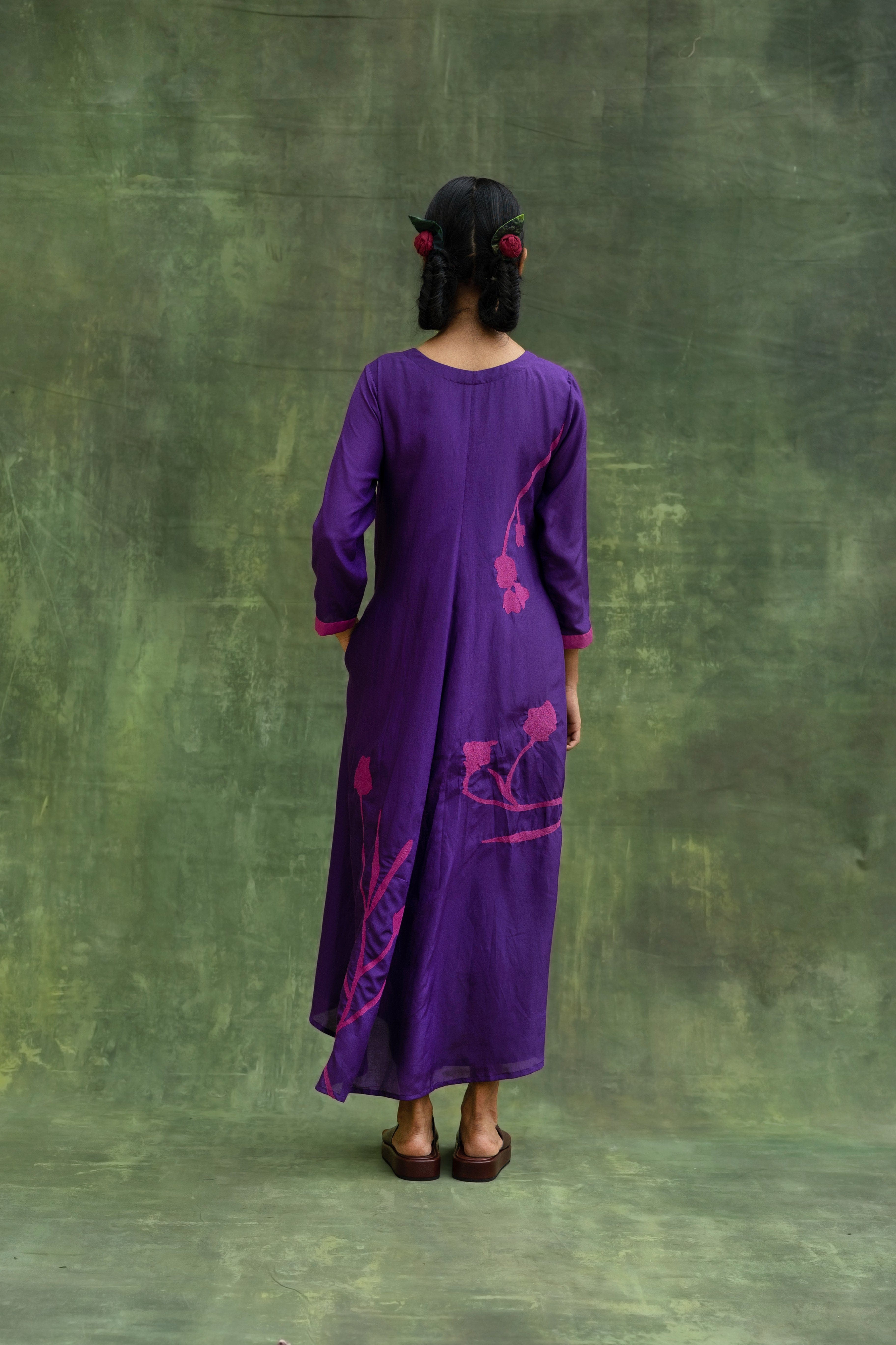 Doodlage Jill embroidered dress with intricate floral embroidery, long sleeves, and a flowing silhouette on a neutral background.