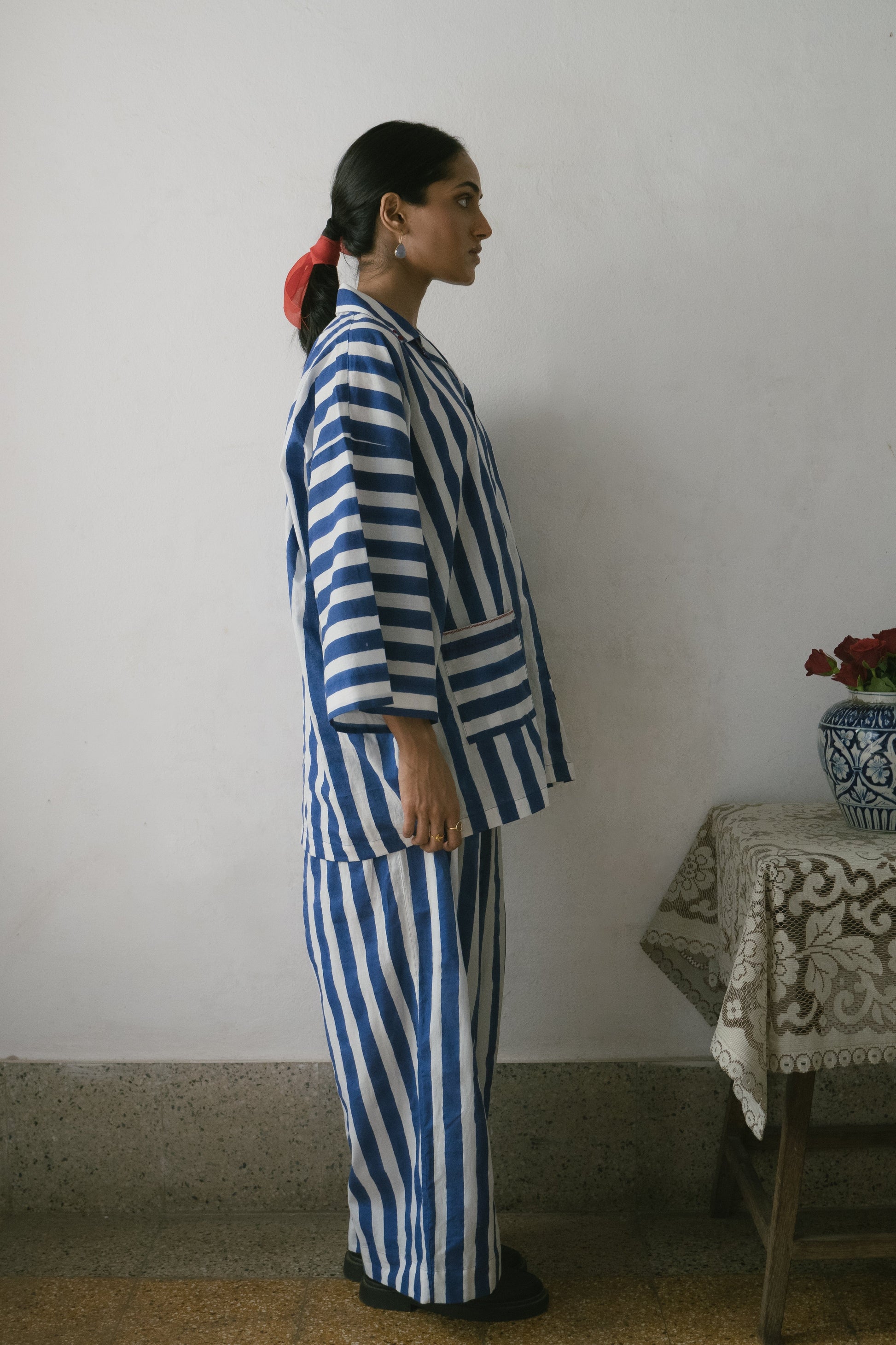 Deeta Shiro coord set featuring stylish shirts with a modern design, displayed in a well-lit image.