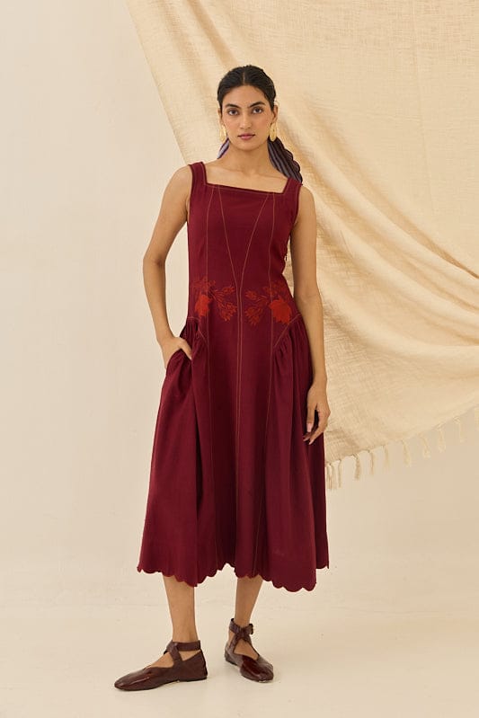 Kuhu handloom dress by JODI featuring intricate traditional patterns and soft fabric in a stylish, comfortable design.