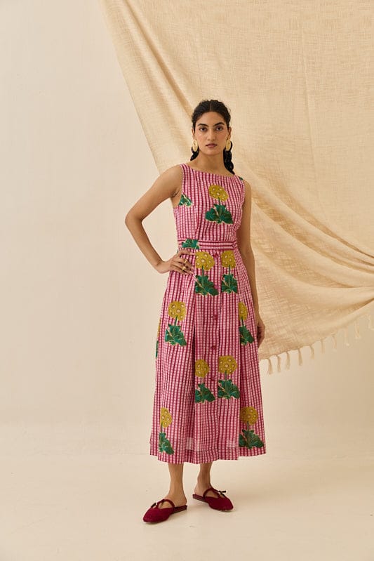 JODI Lali dress in vibrant fabric, featuring a stylish, flowing design perfect for casual or semi-formal wear.