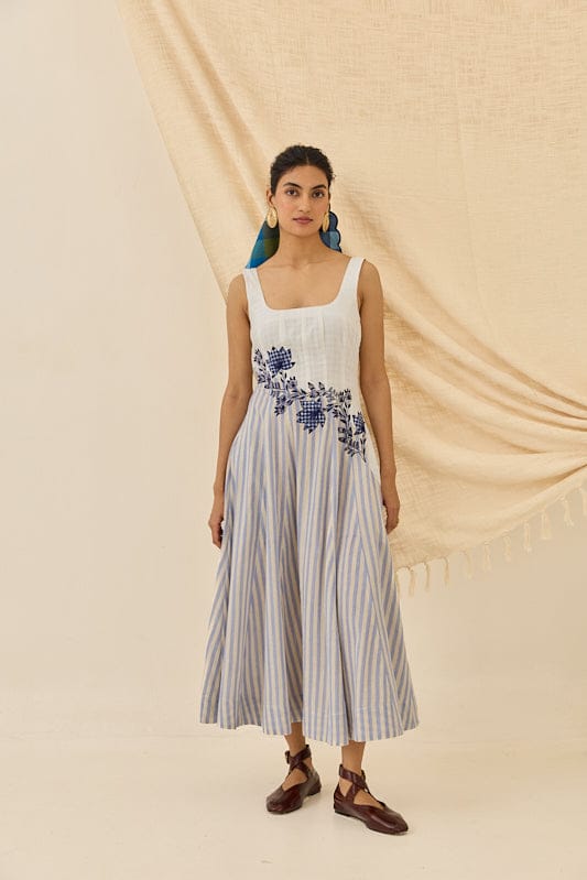 Kunj handloom dress by JODI featuring traditional woven fabric and elegant design, displayed on a hanger.