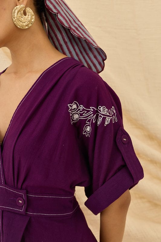 Morni handloom wrap dress by JODI, showcasing a stylish, eco-friendly dress with intricate patterns and a comfortable fit.