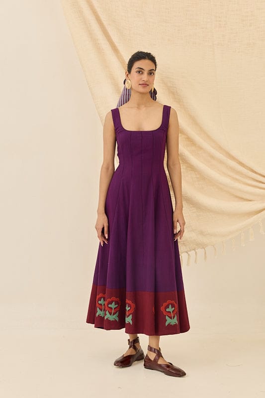 Morni handloom dress by JODI featuring intricate traditional patterns and vibrant colors, displayed on a hanger.