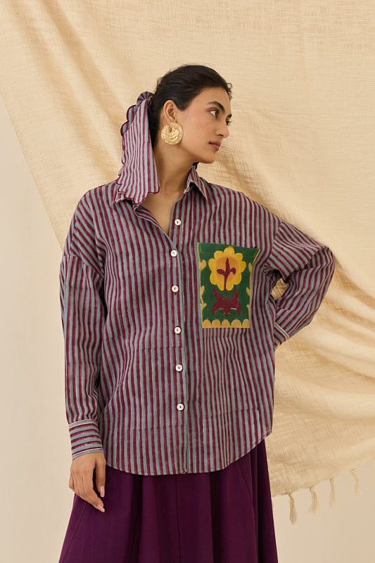 JODI Koyal shirt showing a stylish, casual shirt with a collar and button-down front in vibrant fabric.