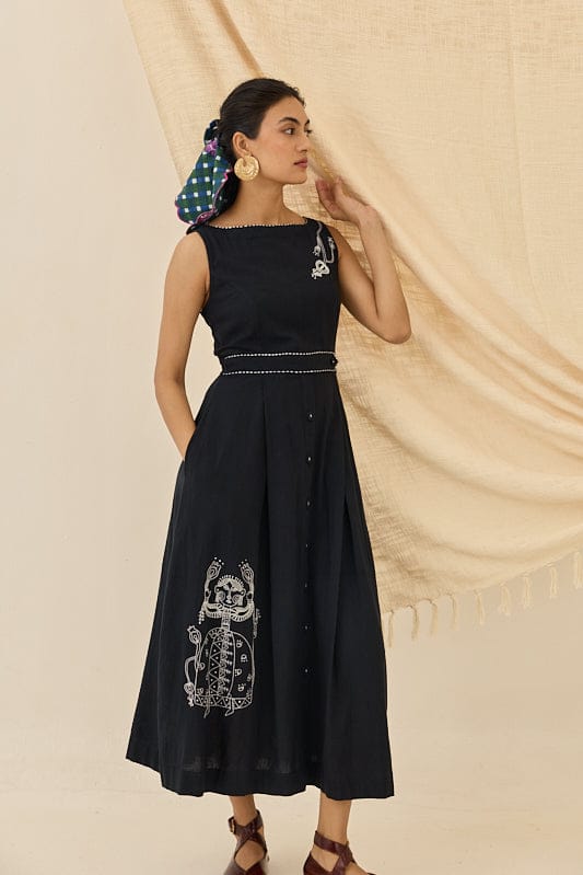 Elegant Jugnu handloom dress by JODI featuring intricate patterns and vibrant colors, displayed on a mannequin.
